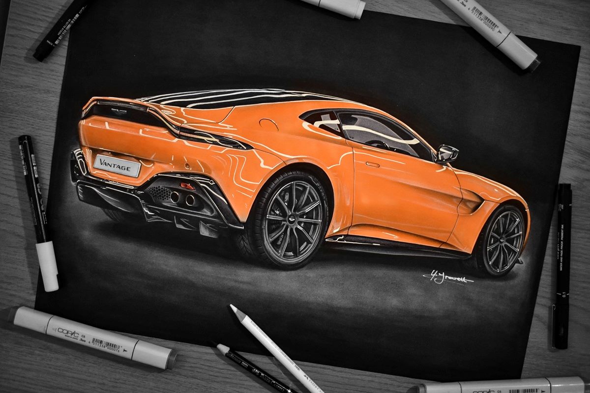 Aston Martin Vantage automotive drawing