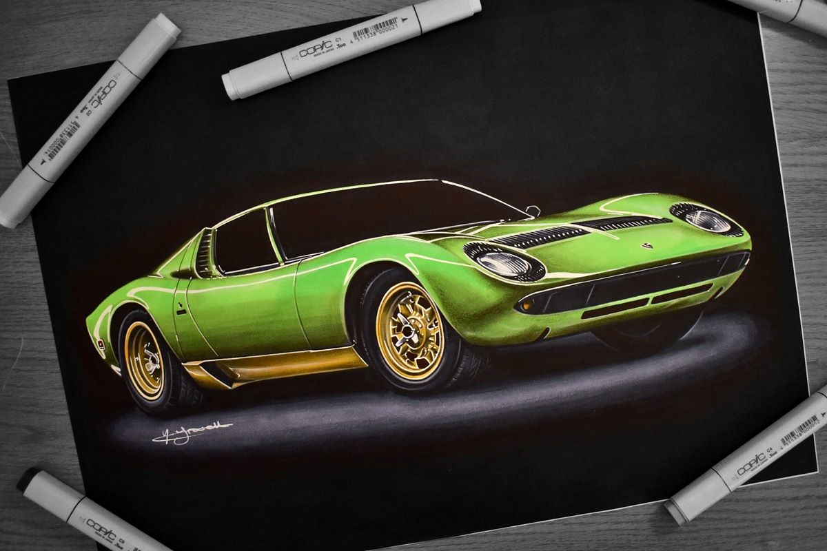 Lamborghini Miura automotive drawing