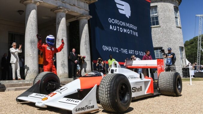 alain prost mclaren mp4-4 at goodwood fos Alain Prost and his 1988 McLaren MP4/4