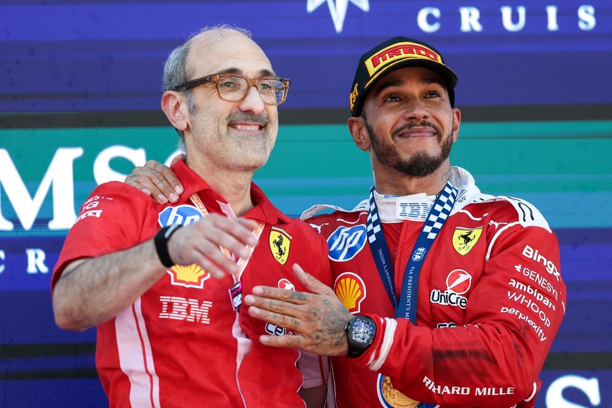 Lewis Hamilton on podium in Barcelona
